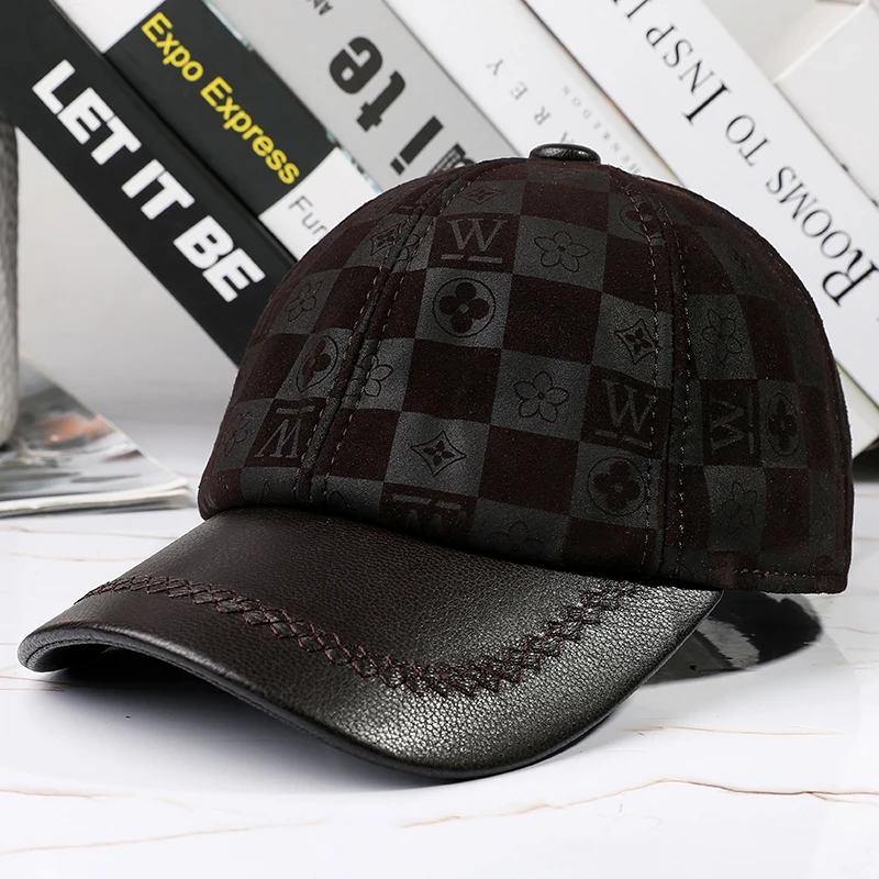 新款海宁棒球帽户外遮阳秋冬季磨砂山羊皮鸭舌男女透气真皮皮帽子