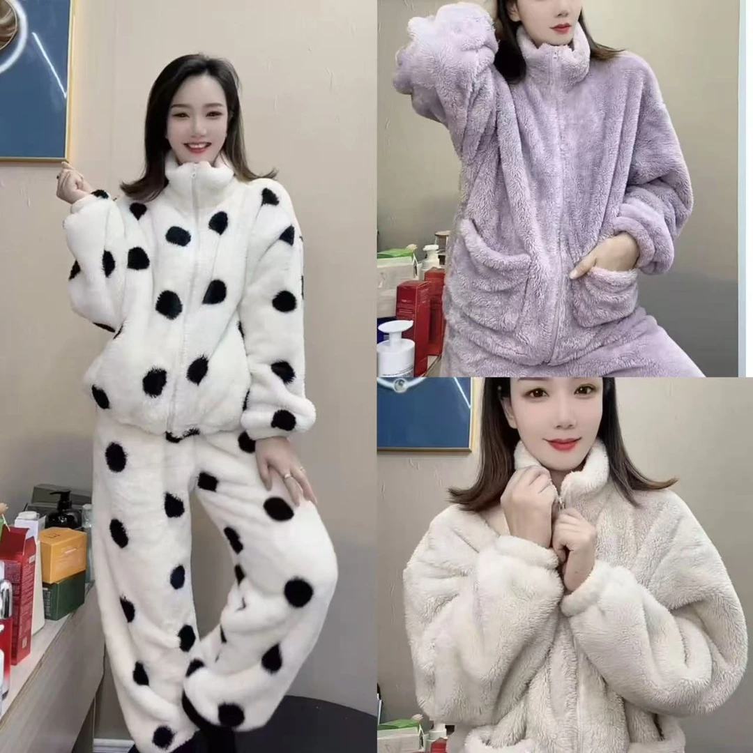 玲家精选1204款号男女同款法兰绒家居服