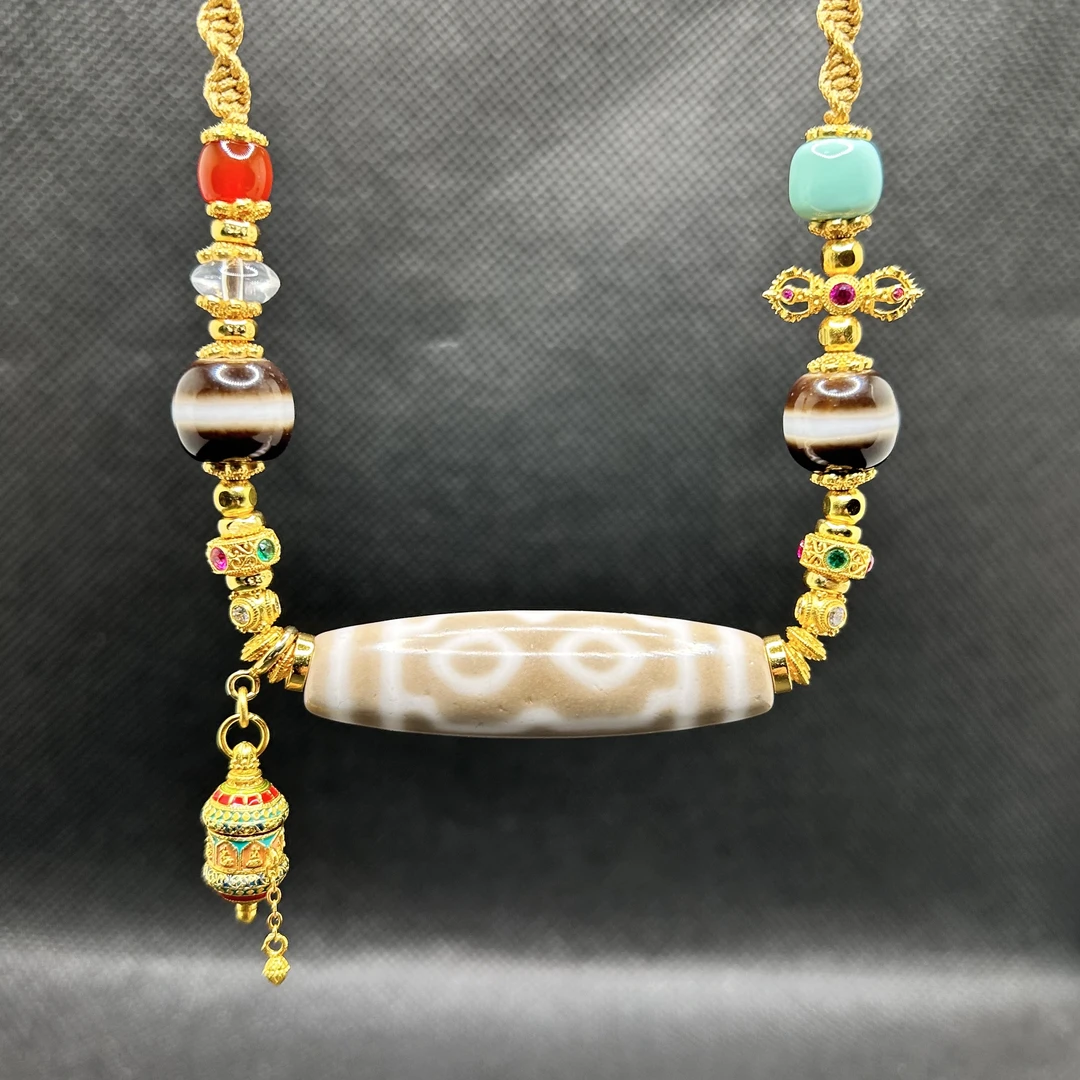 台珠手工珠天缘嫩色多图腾条纹玛瑙设计款锁骨链项链13mm左右