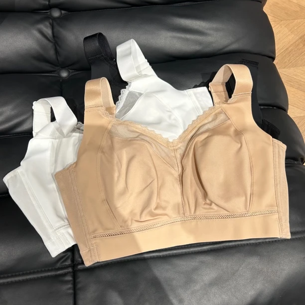 全罩杯无痕高侧收防下垂内衣女大胸显小薄款舒适软钢圈文胸调整型