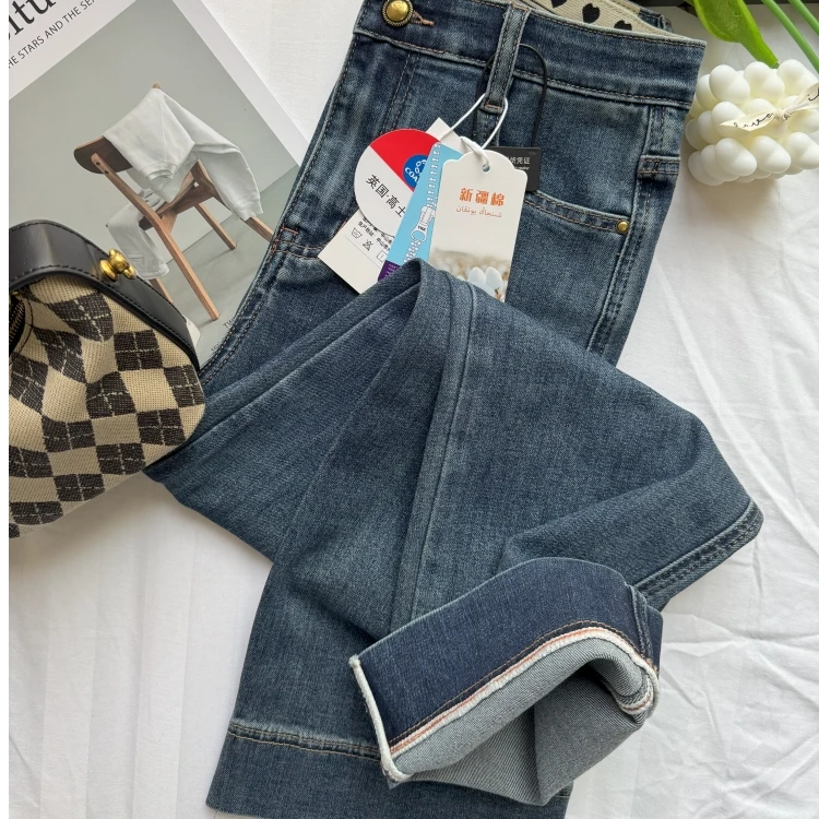 2025春季上新热门丹宁高品法式直筒九分牛仔奶奶裤显瘦显腿长