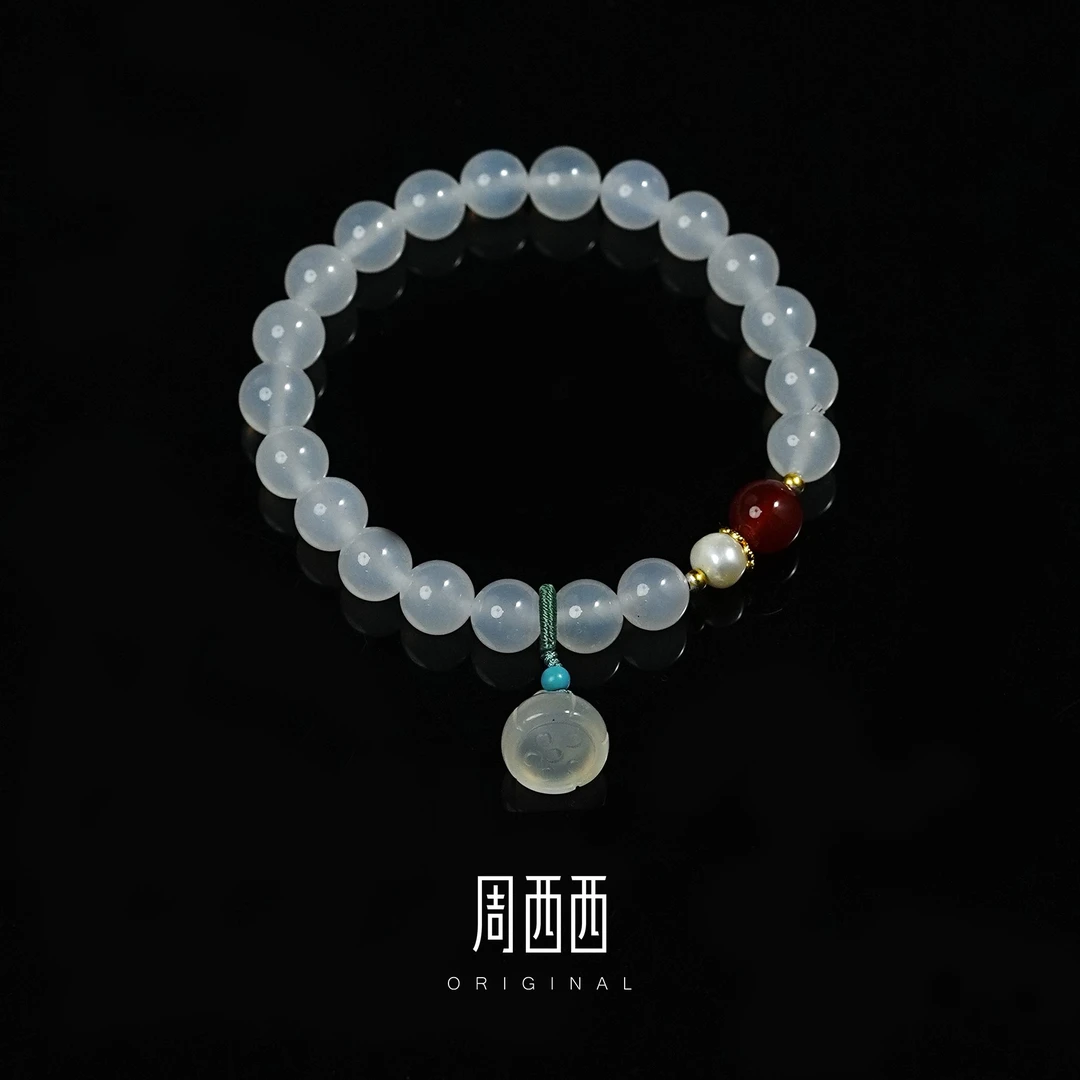 周西西珠宝精美白玛瑙手串女款百搭时尚简约轻奢多样性发货8247