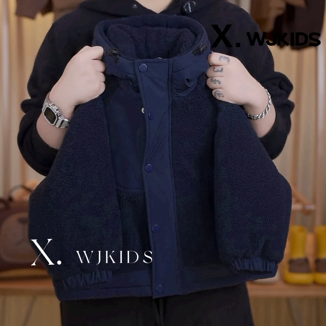 2024新款冬季儿童韩版潮流帅气棉服加厚休闲连帽外套