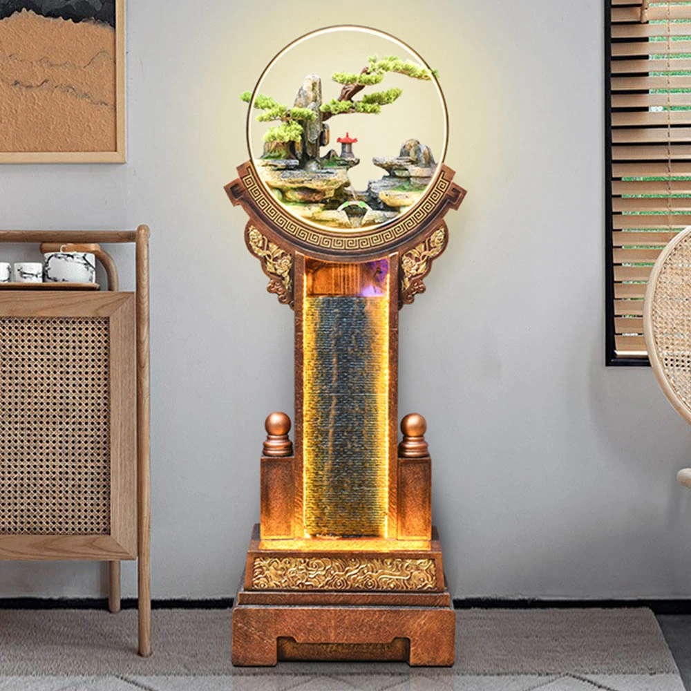 落地假山流水喷泉入户玄关吧台收银台客厅办公室乔迁开业风水摆件