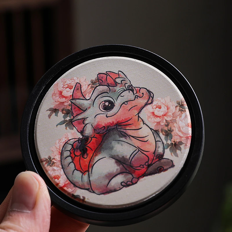 轻奢吸水杯垫速干茶杯家用陶瓷隔热垫国风防烫圆形纯手工壶垫日式