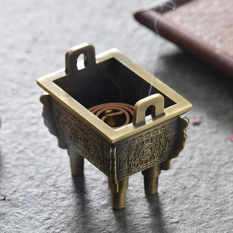 仿古青铜器摆件盛鼎迷你小香炉线香炉香插家居装饰工艺品龙鼎薰炉