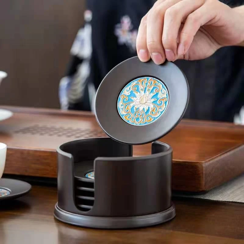 批发电木茶杯垫茶杯隔热垫珐琅彩日式家用功夫茶杯托茶道配件家用