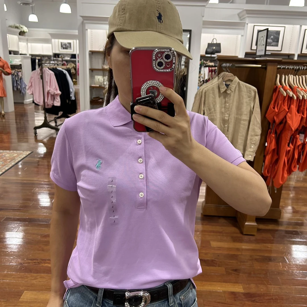 紫色拉夫劳伦女款5粒扣polo衫（修身版）