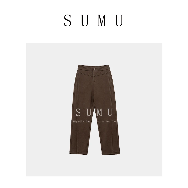 宿慕SUMU 女款加绒镰刀阔腿裤 11.20冬季2023时尚休闲裤799