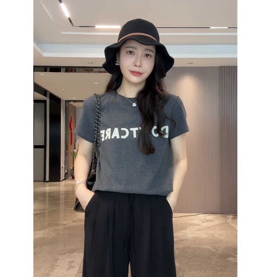 宿慕女款T恤夏季2024新款韩版时尚百搭休闲字母小个子上衣19593