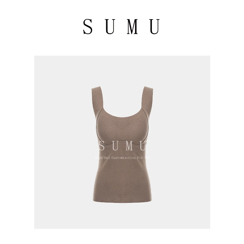 小雨自产女装10.27秋季2023新款纯色显瘦轻暖打底加绒背心T恤836