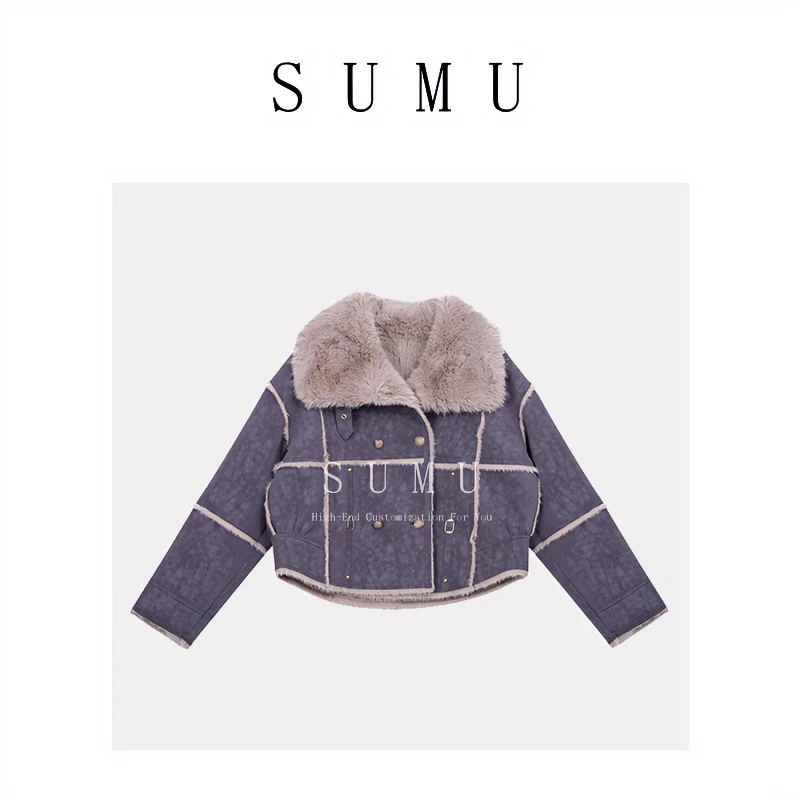 宿慕SUMU 大翻领外套 1.4 冬季2024新款时尚百搭加厚女款上衣8865