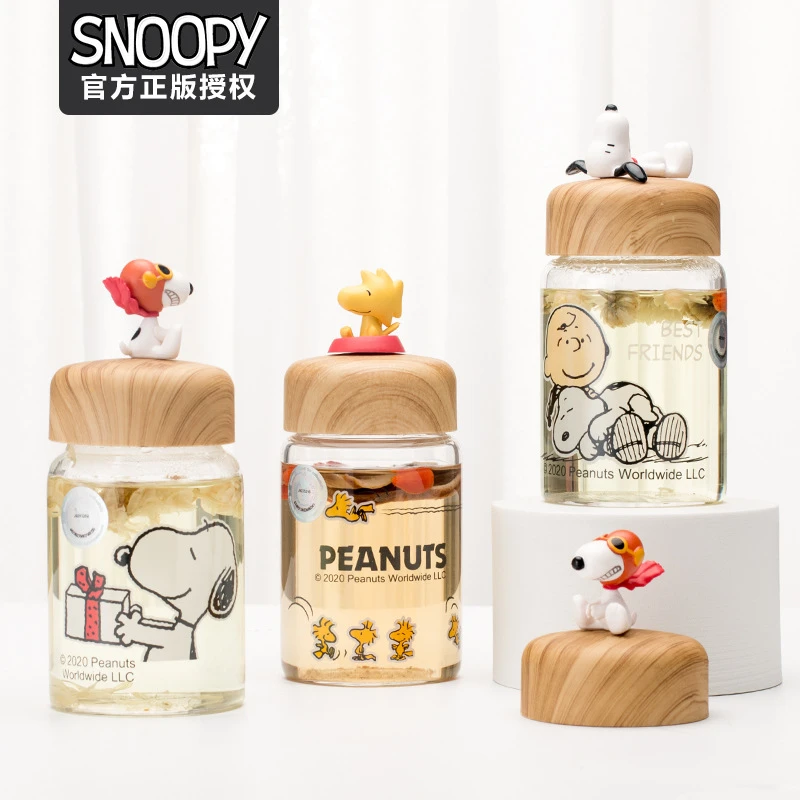 Snoopy史努比高硼硅耐高温卡通玻璃杯子随手便携学生玻璃水杯送礼