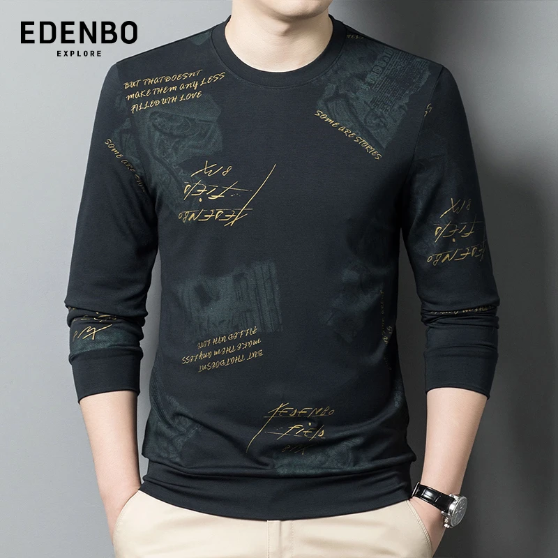 【商场同款】爱登堡长袖卫衣男士2025春秋新款百搭圆领休闲T恤上衣