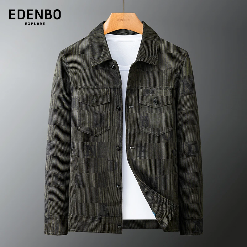 【商场同款】爱登堡夹克外套男士男装休闲时尚翻领灯芯绒茄克衫男