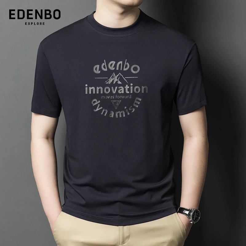爱登堡男士短袖t恤夏季2025新款索罗那冰丝印花圆领潮流半袖上衣