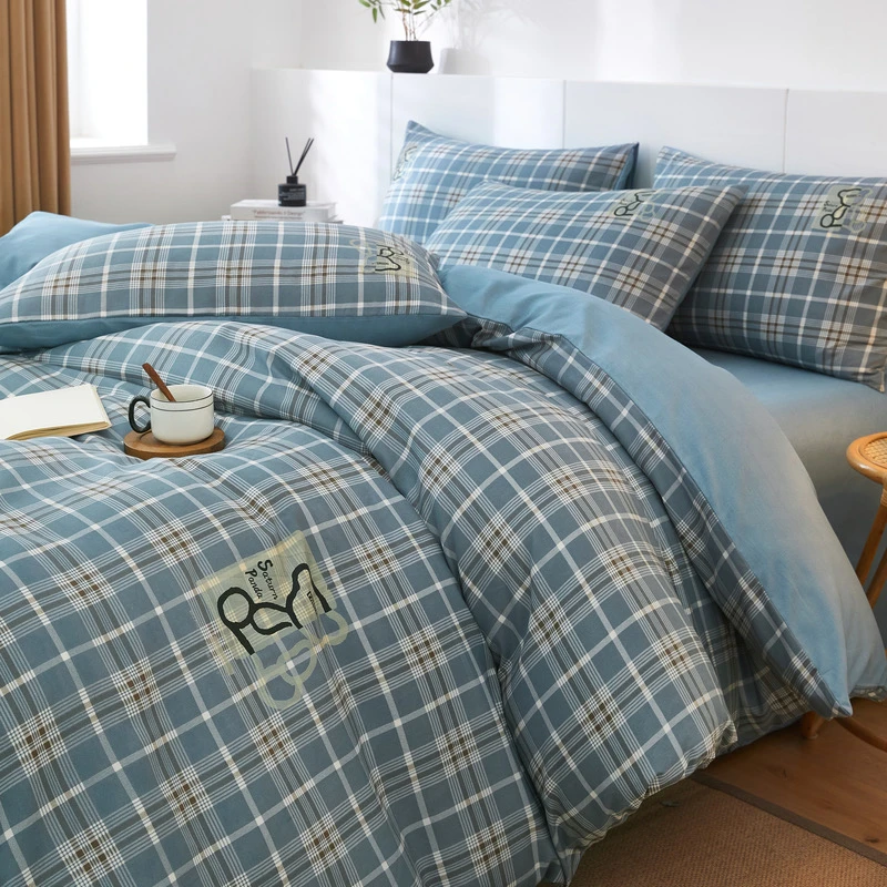 2023新款高支高密斜纹简约日系水洗棉系列四件套 伊利亚 磨毛加厚