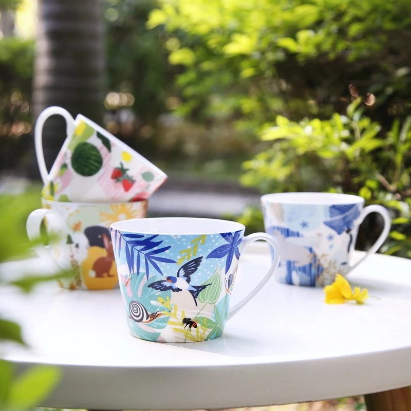 欧式骨瓷马克杯女士水杯大容量轻奢高级感四季杯子家用上班早餐杯