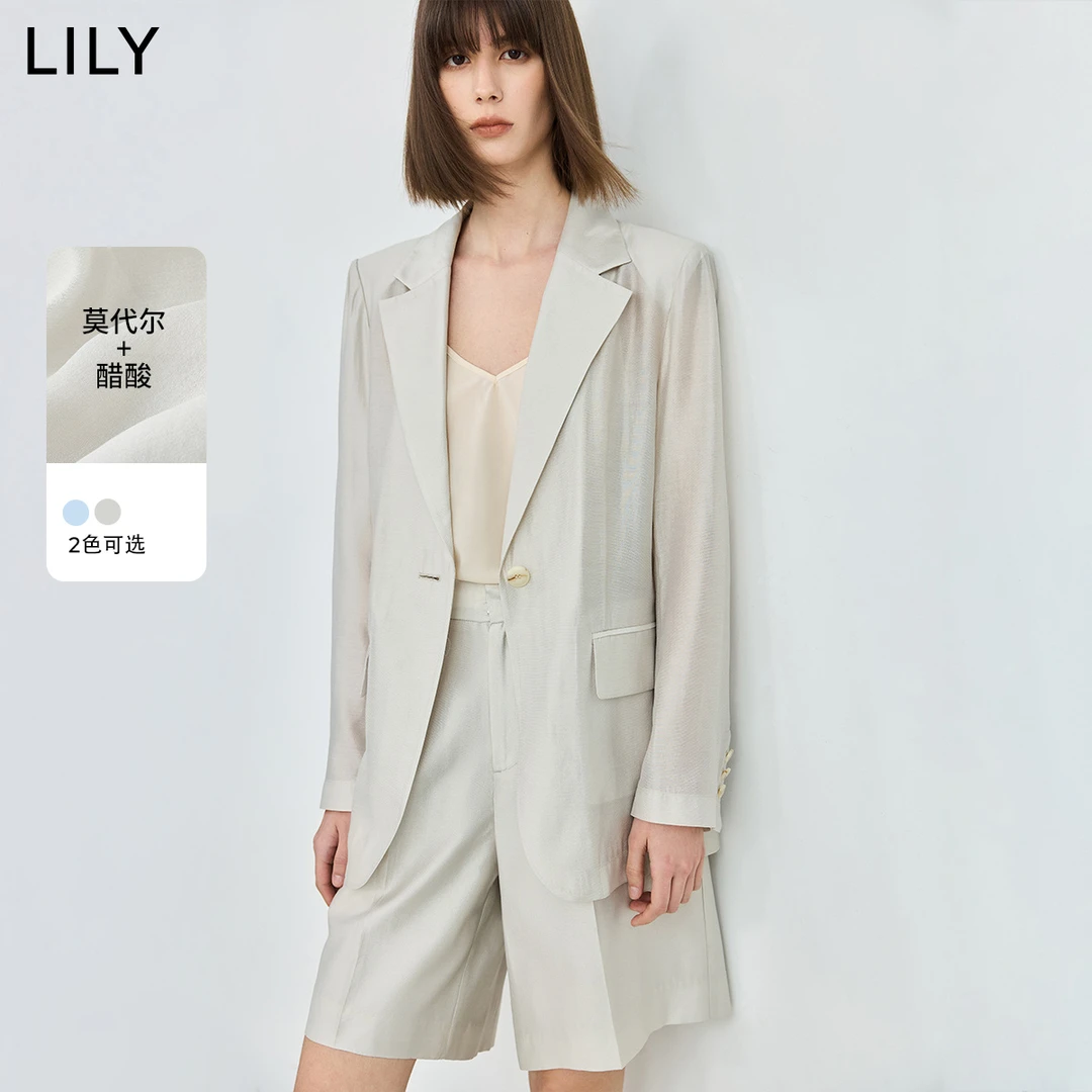 【一秒入夏】LILY夏新款气质时尚通勤休闲薄款小西装女124209C2924