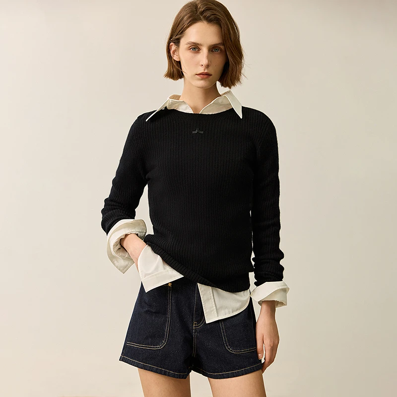 【100%美丽诺绵羊毛】LILY冬新款雅丹风百搭女装针织衫124409TK992