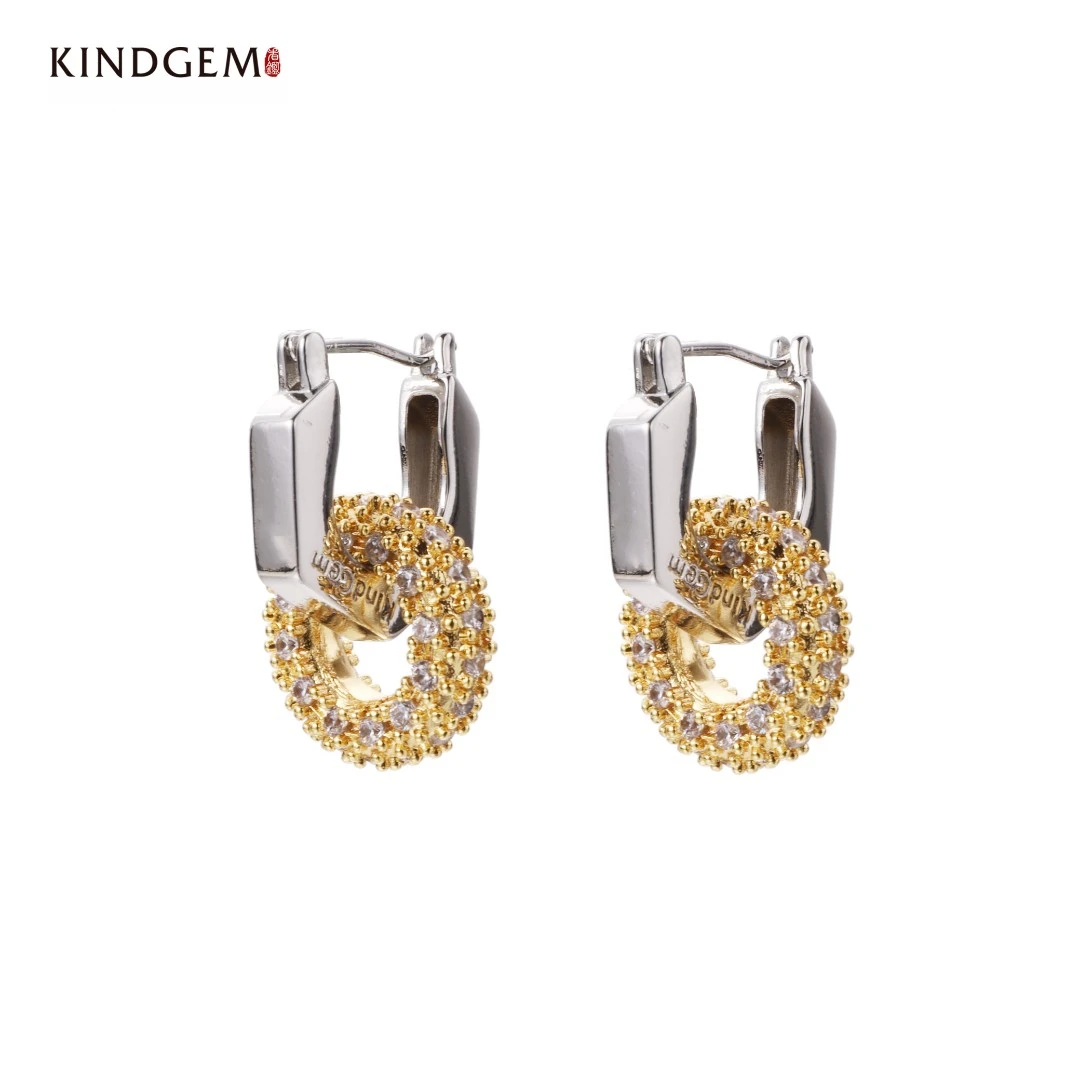 铜合金合成锆石耳饰 CX83XQEC-27017个性新款简约时尚耳环