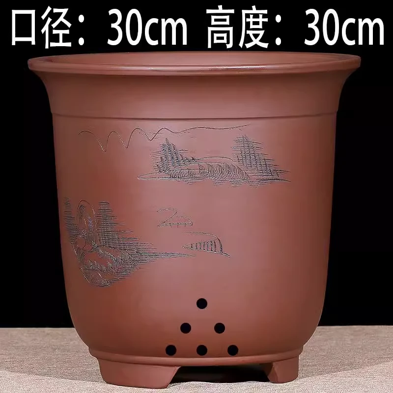 宜兴紫砂花盆紫砂盆大口径花盆兰花花盆透气花盆陶瓷兰花专用花盆