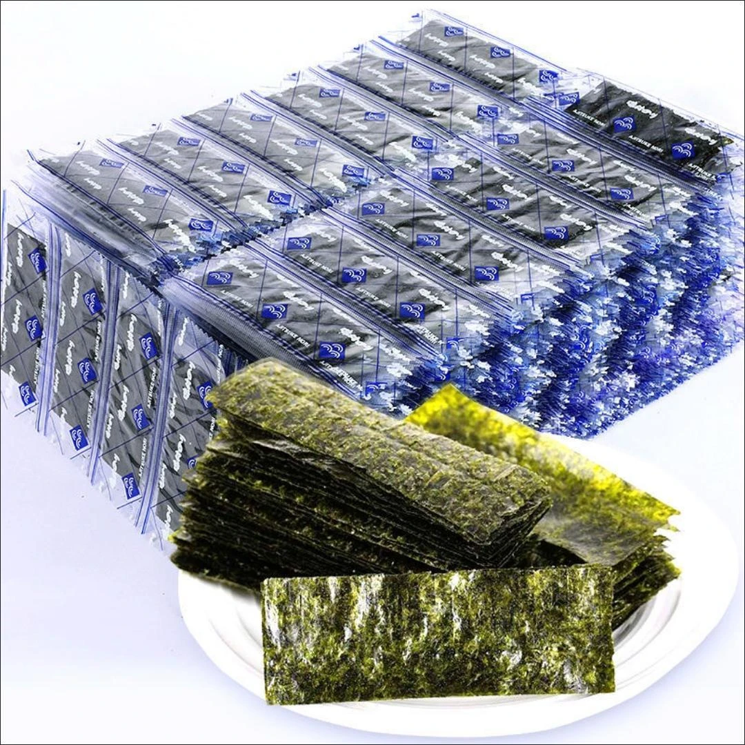 网红即食海苔片 原味烤紫菜寿司休闲零食每袋两片装开袋鲜香健康