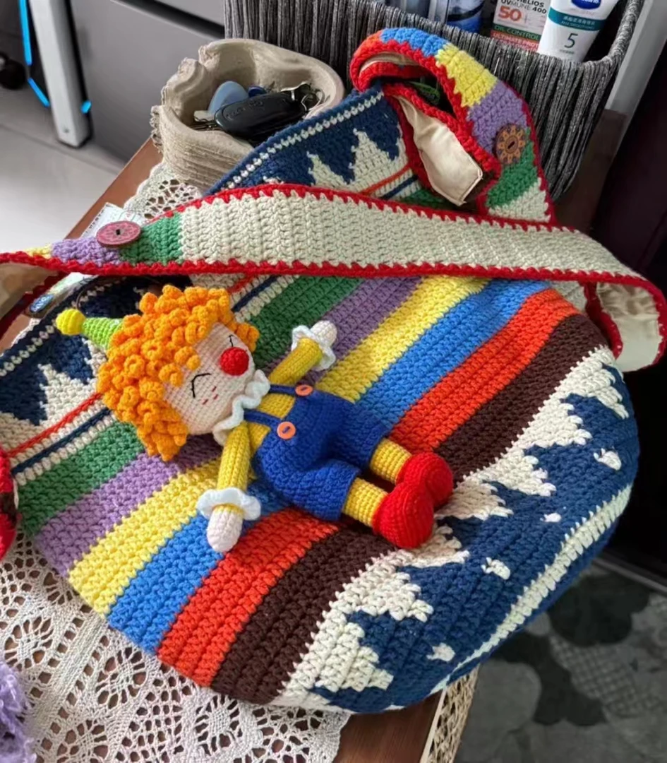 纯手工钩织包包，毛线直播改用