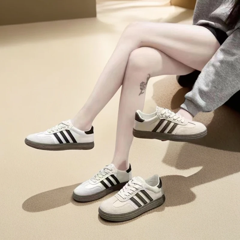 靓靓家新款复古高品质德训鞋女爆款阿甘鞋舒适轻便平底休闲运动鞋