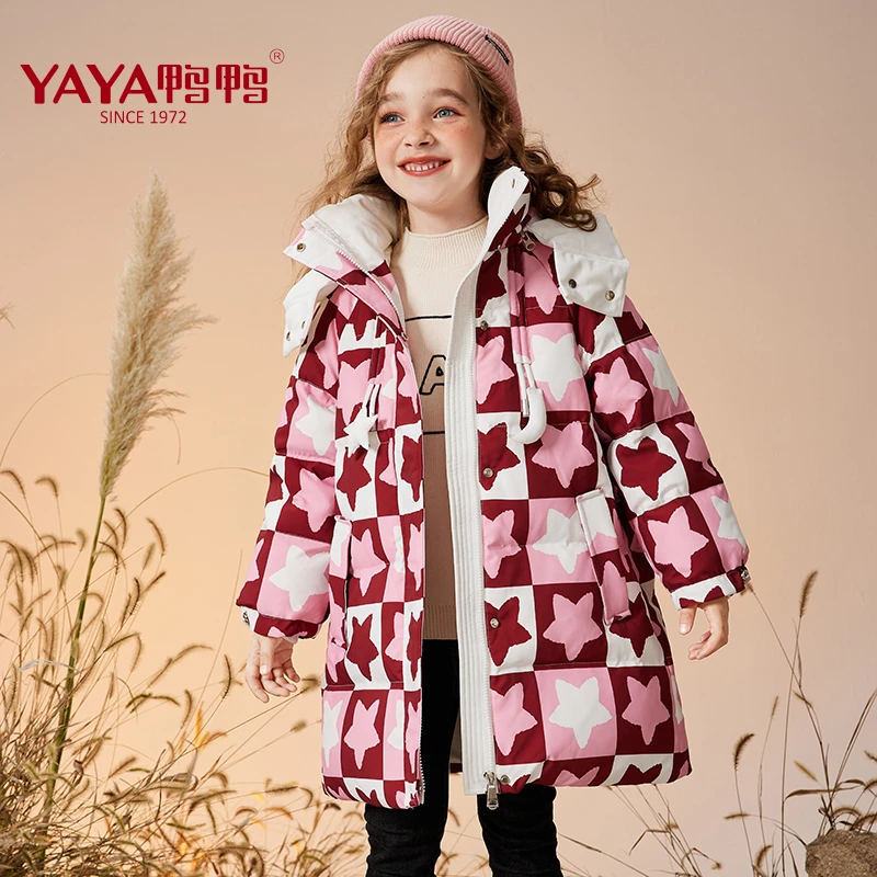 YAYA/鸭鸭儿童中长款洋气滑雪羽绒服极寒系列加厚9639
