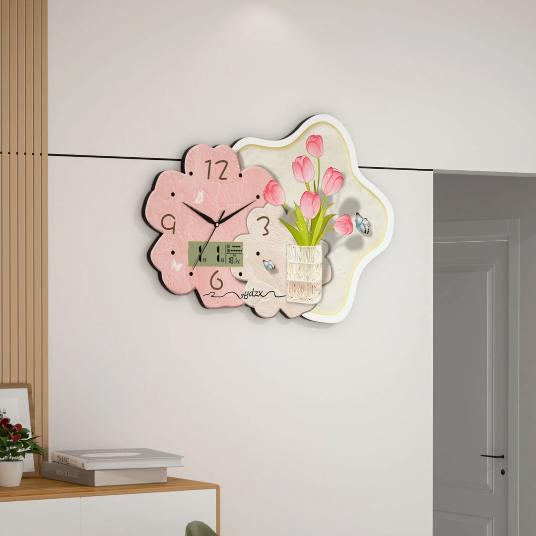 新款钟表家用装饰静音时钟挂墙卧室现代万年历石英钟挂表客厅挂钟