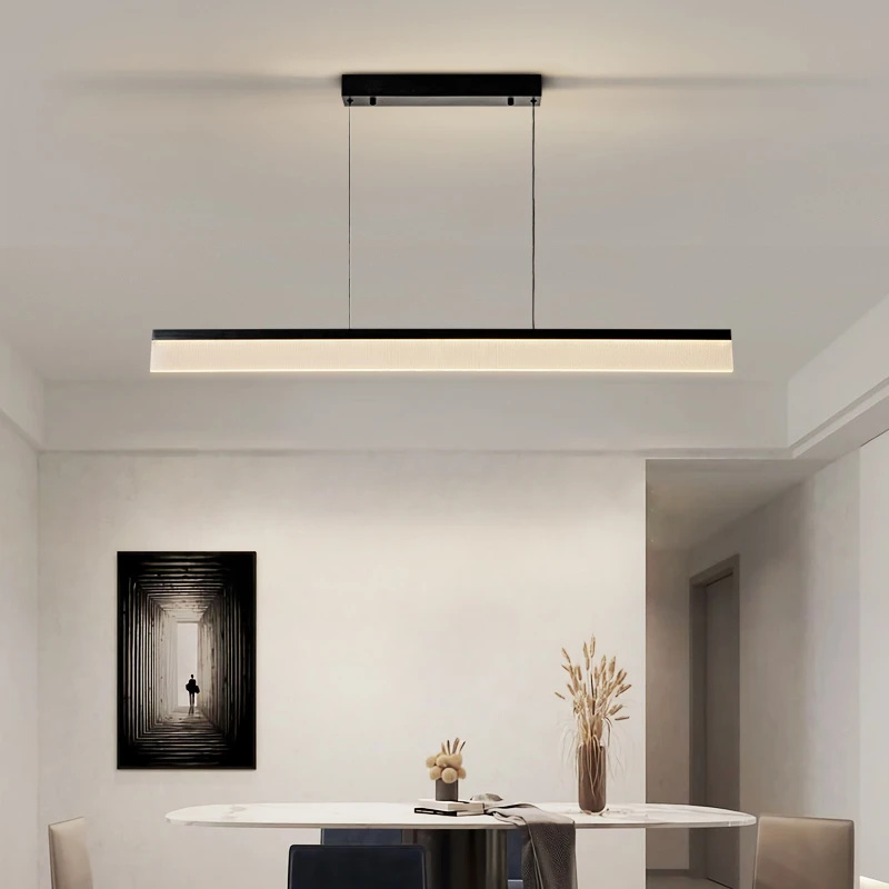 2023北欧一字吊灯极简轻奢led灯厨房现代简约茶室吧台餐厅长条灯