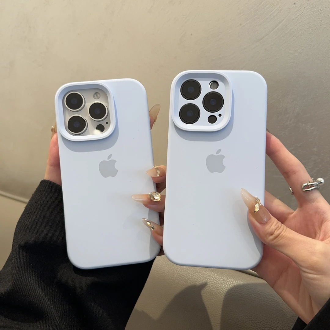 云青色适用苹果15promax手机壳液态硅胶iphone14简约13纯色12/11