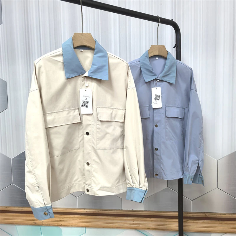 24A3C7秋季薄款工装男外套韩版潮流帅气宽松上衣休闲翻领短款夹克