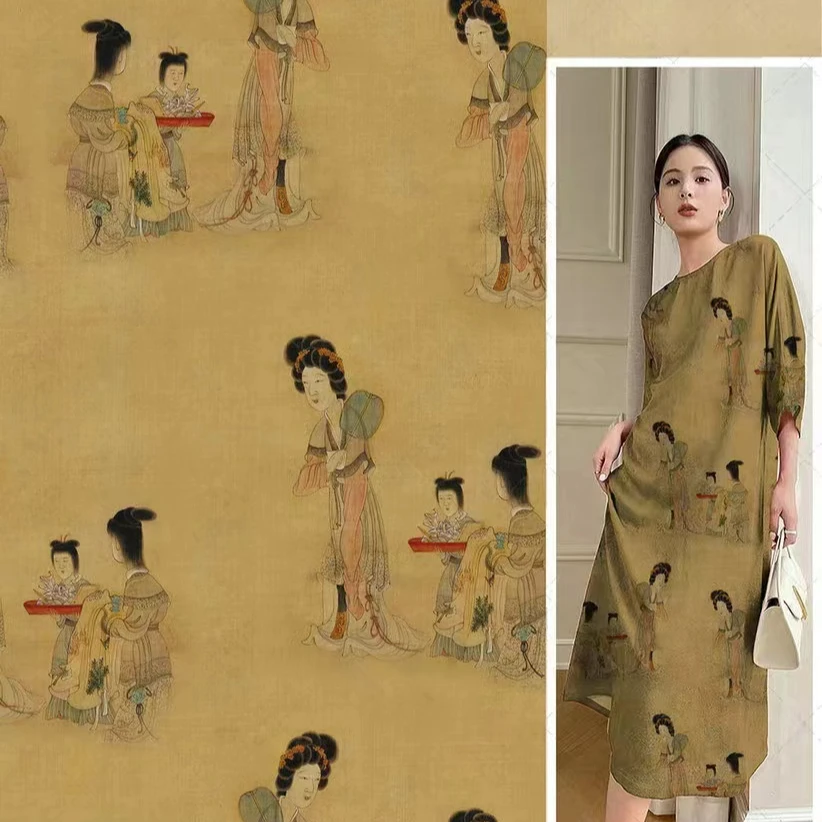 棉绸面料布料小唐人3D立体印花