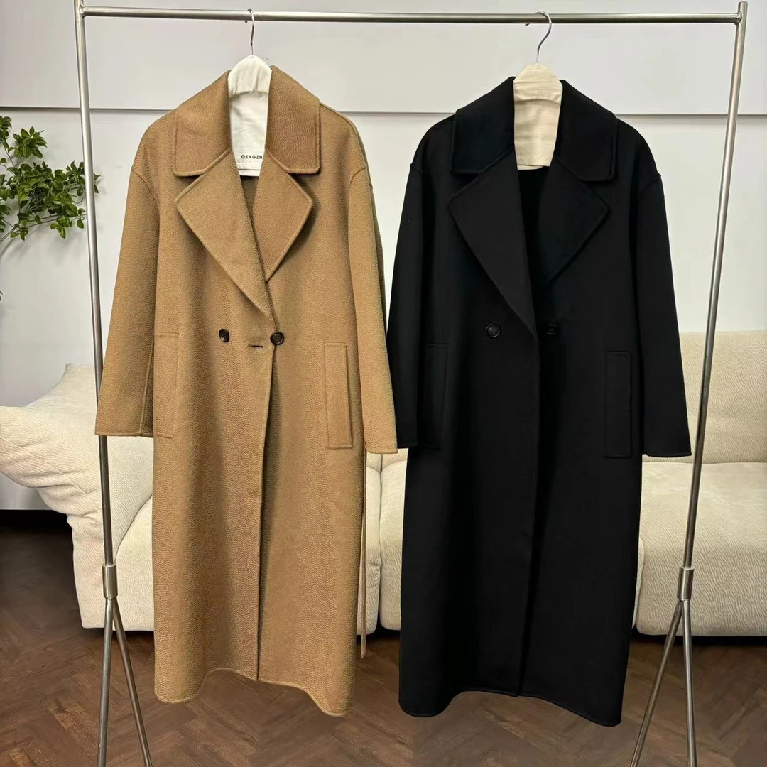 CSY3306 意大利客人订单 双色水波纹中长款大衣