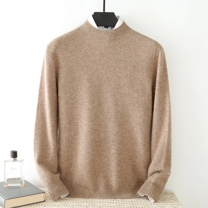 男士~100纯羊毛衫圆领秋冬新款百搭长袖套头毛衣宽松针织打底衫男