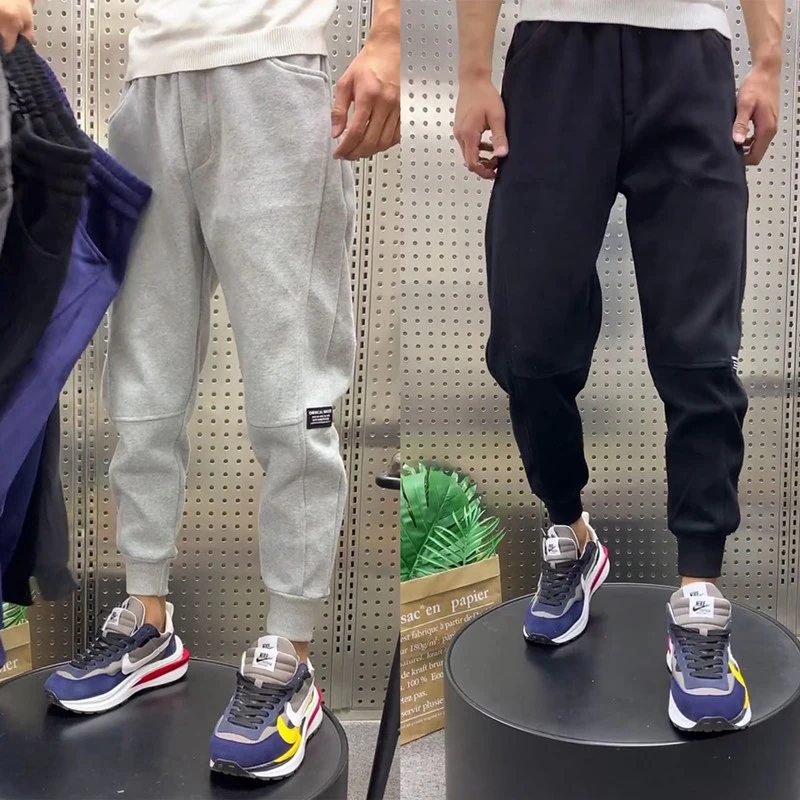 秋季灰色卫裤男宽松运动休闲裤青年百搭潮流小脚裤精神小伙哈伦裤