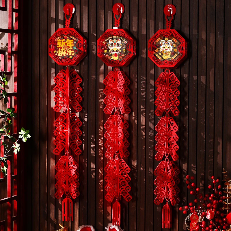 2025新年装饰过年春节蛇年鞭炮挂件福字家用室内挂饰氛围布置用品