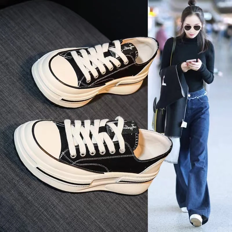 秋季新款厚底低帮2024时尚系带休闲女鞋百搭潮流透气运动ins881