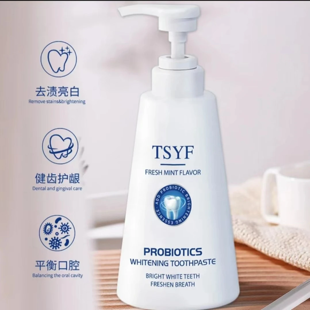 TSYF益生菌按压式美白去黄牙渍大身体牙膏清新健齿留香（拍一发二）