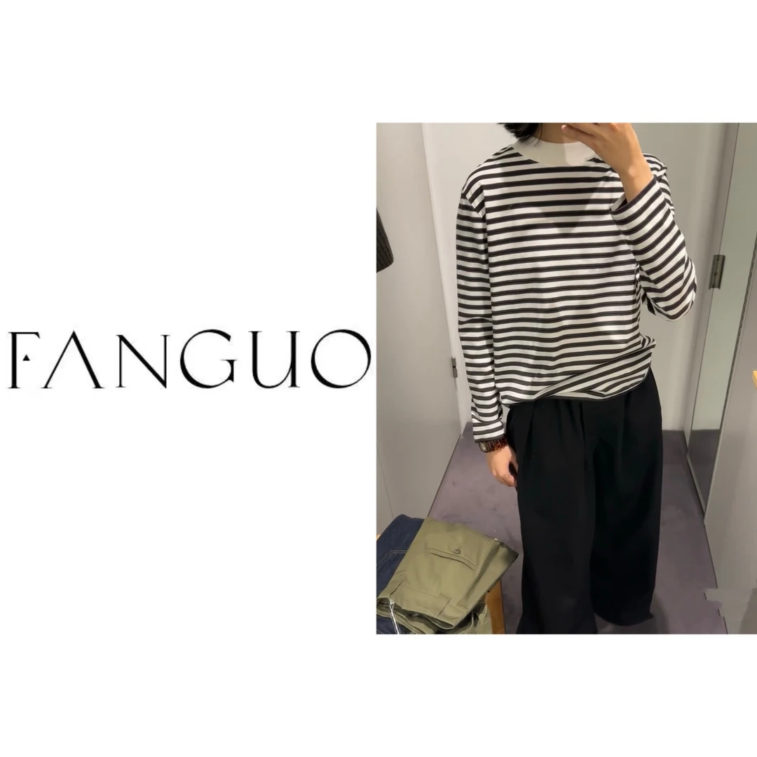 【蛋家】co家！重磅全棉纱线 时髦精复古条纹长袖T恤女打底衫 21139
