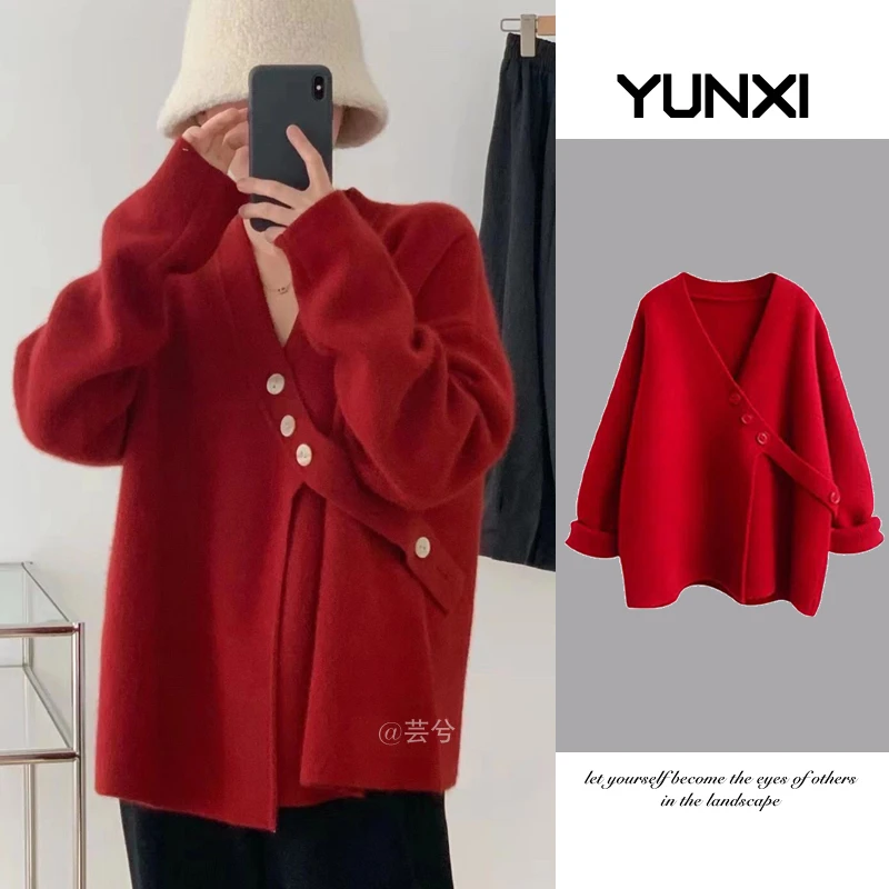 大码女装秋冬季2023新款高级感时尚针织毛衣女遮肚子显瘦气质上衣