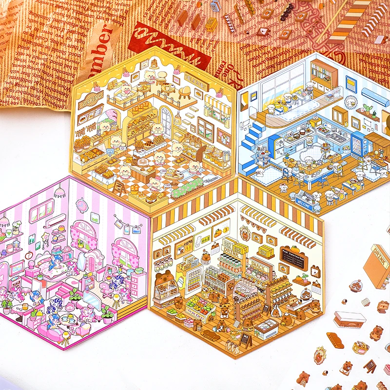 场景贴纸韩系收纳微缩造景贴纸3D立体小屋女孩儿童解压玩具diy