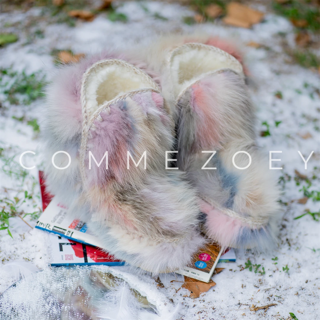 白富美的鞋！爱斯基摩狐狸毛皮毛一体雪地靴女诠释自信鞋子雪地靴