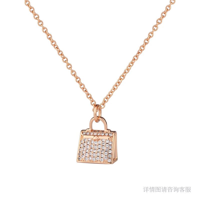 坠链均925银合成锆石 满镶kelly项链-9676