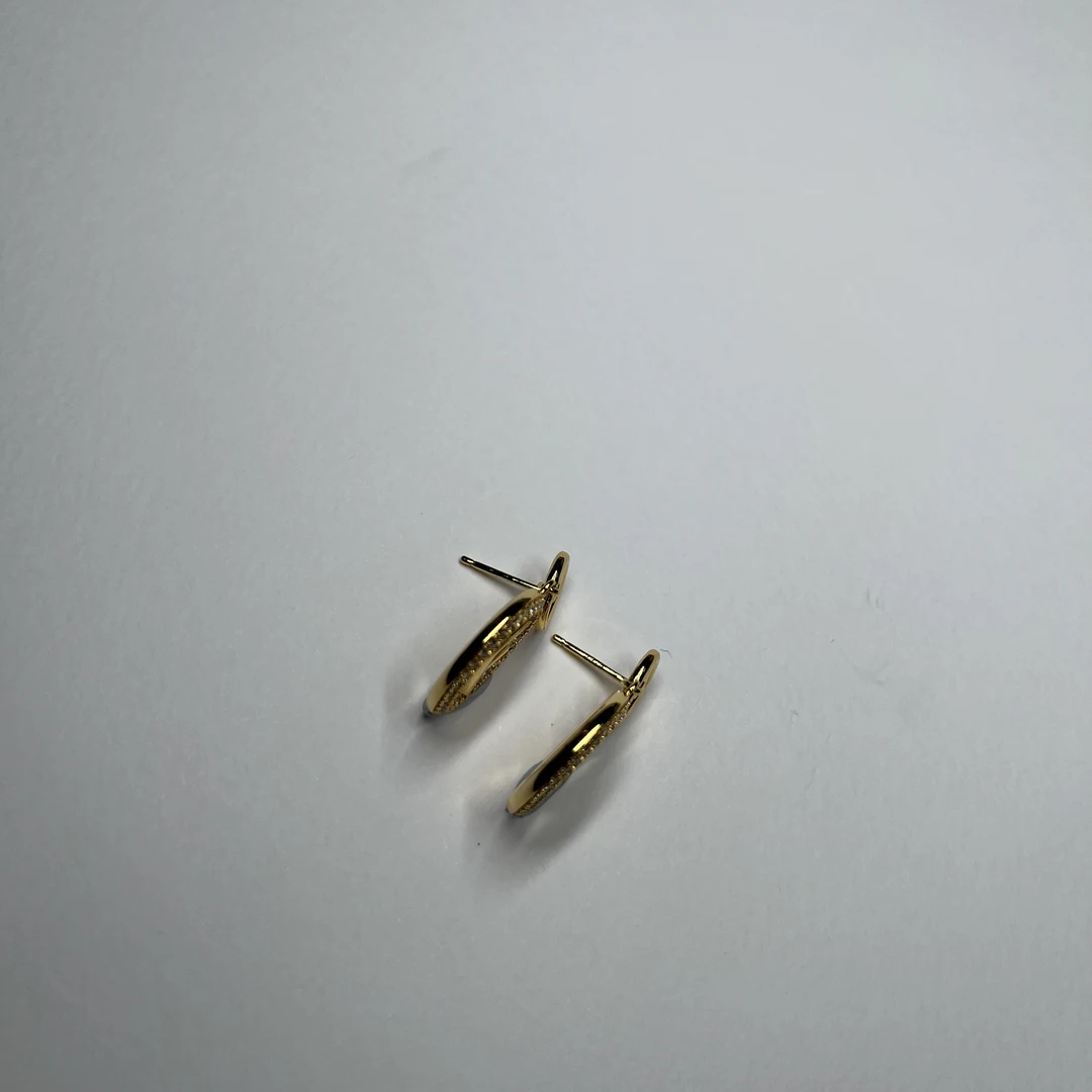 铜合金合成锆石耳饰 满镶双圈F耳环-6269