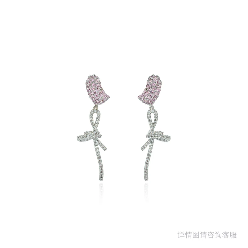 铜合金合成锆石耳饰 满镶闪耀告白气球耳坠-5269