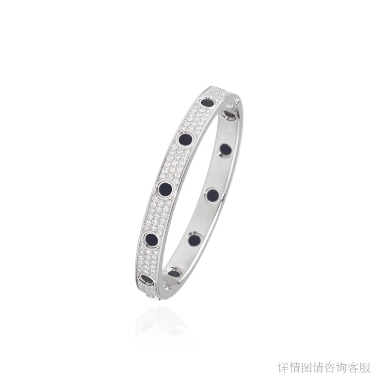 铜合金合成锆石手镯 满镶黑钉满天星手镯-9042