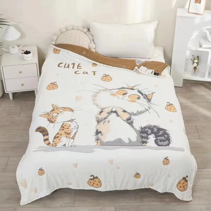 【可爱猫150*200】十层加厚面包被